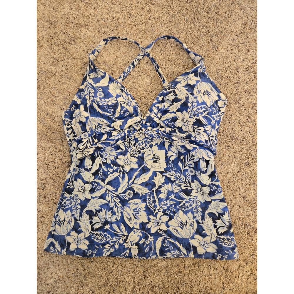 Seafolly Australia Tankini Top Womens 18DD Blue Floral Underwire Swim Top